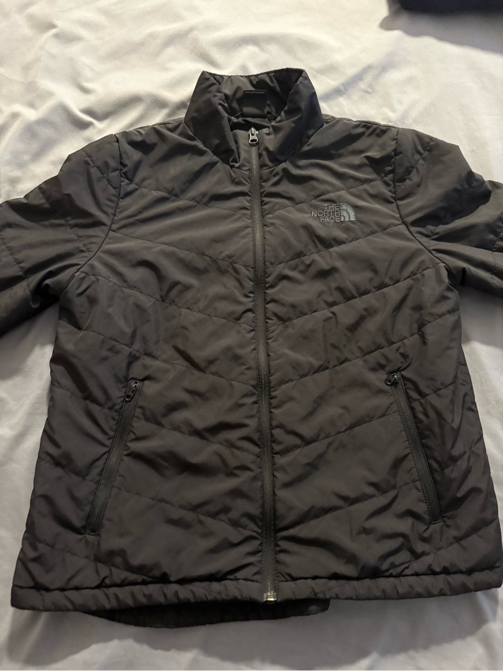 The North Face Black Quilted Puffer Jacket with Stand Collar